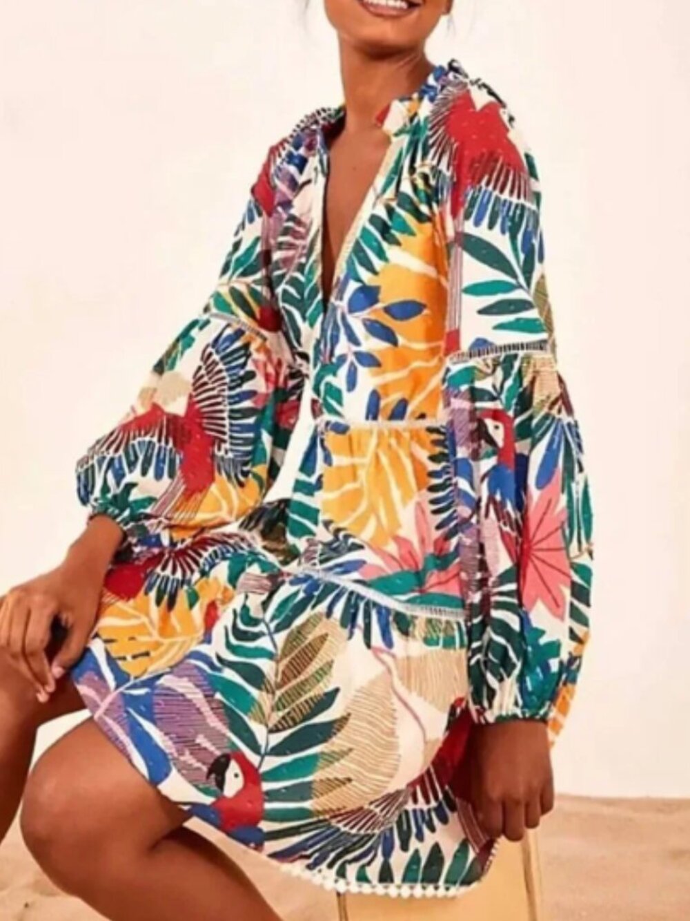 Farm Rio Off White Macaw Mini Dress - Picture 4 of 5